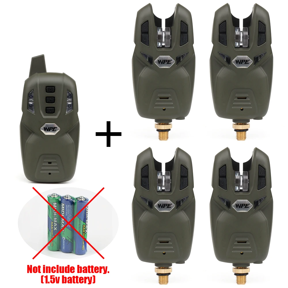 W.P.E New 4+1 fishing alarm bite alarms set wireless carp fishing alarm lake Fishing accessories