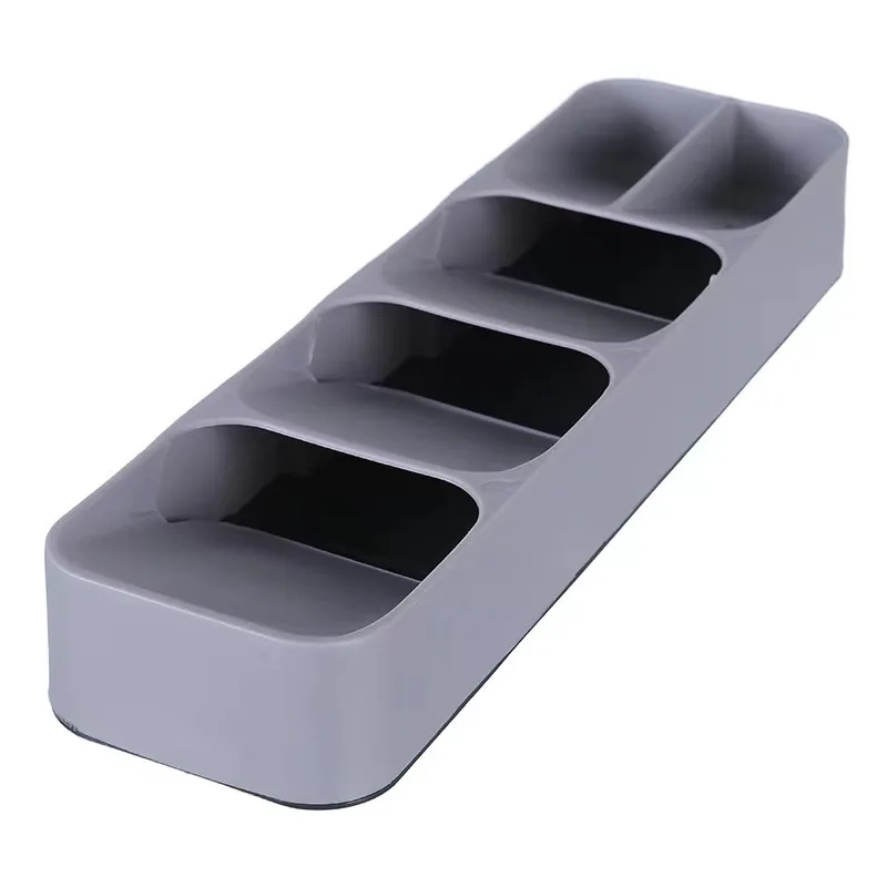 Small Gray Plastic Flatware Utensil Tray Organizer for Kitchen & Restaurant Food Storage & Container with Silverware in Drawer