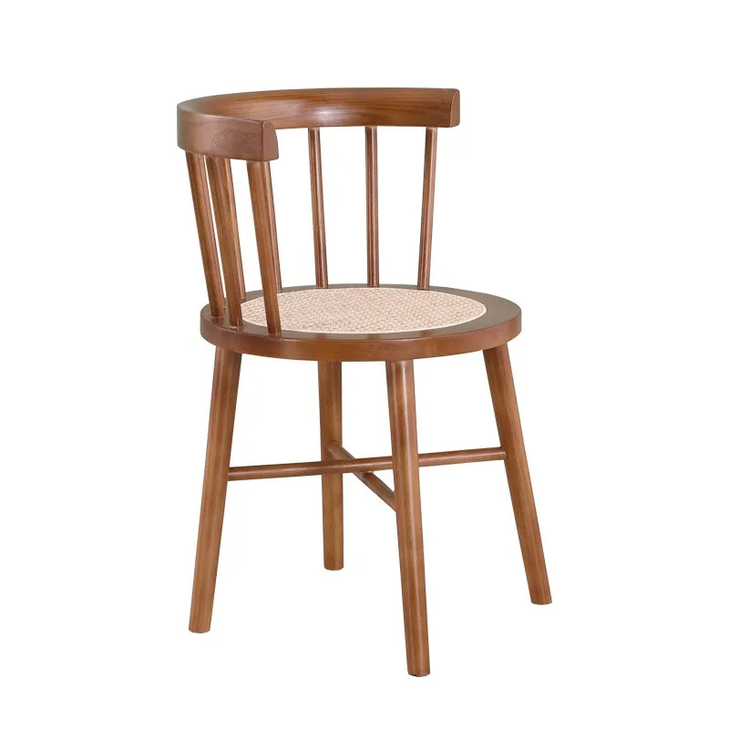 Wholesale Solid Wood Rattan Windsor Dining Chair Windsor Chair Home Office Retro Leisure Chair for Living Room Bedroom