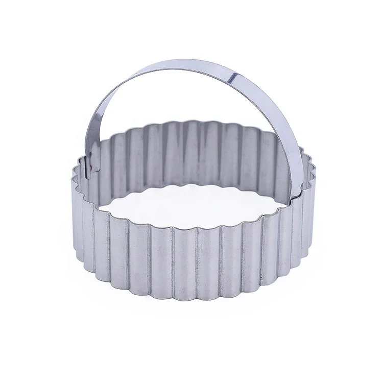 
Hot Sale Stainless Steel Round Crinkle Cookie Cutter With Handle 