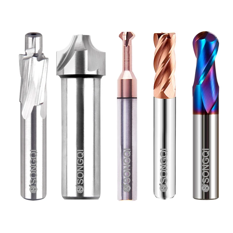 SONGQImanufacturer HRC 55 solid tungsten carbide end mill types of milling cutter for steel milling