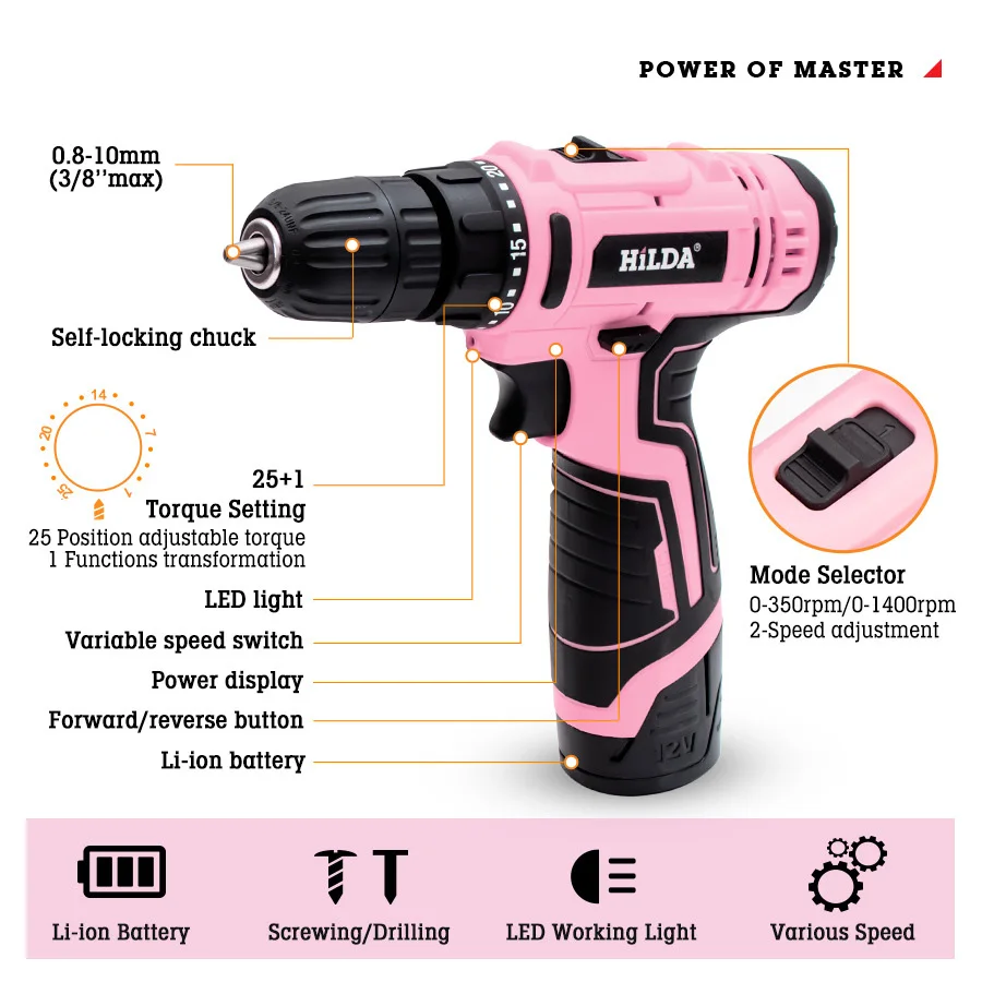 Rechargeable household impact drill lithium battery 12v electric hand drill electric screwdriver set Wholesale