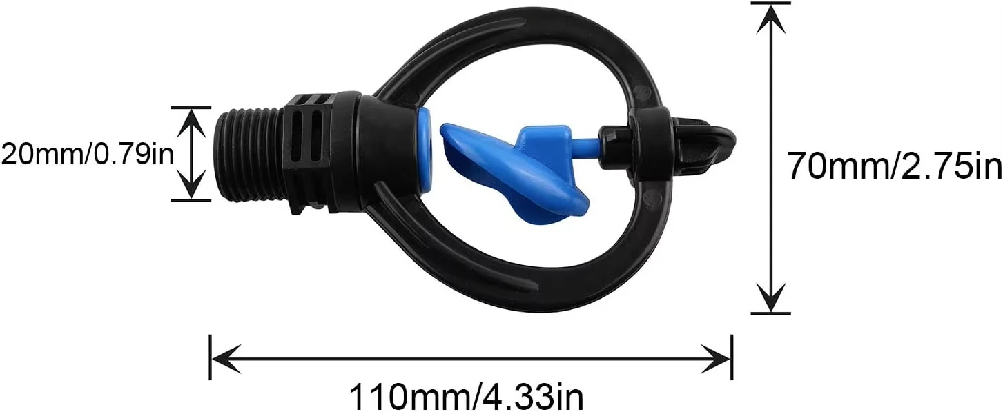 Plastic impeller butterfly shaped 360 degree automatic rotation irrigation nozzle, garden water mist nozzle, water nozzle