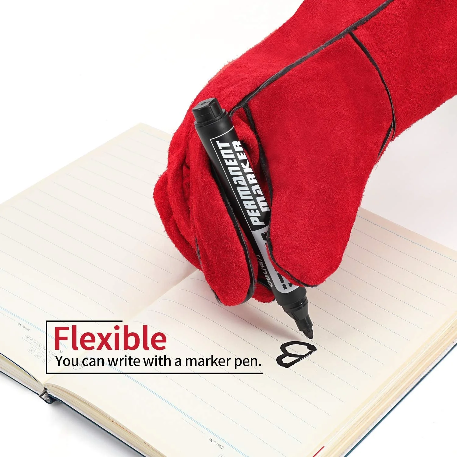 Red Color Cheap Leather Welding Gloves Buffalo Hide Working Gloves