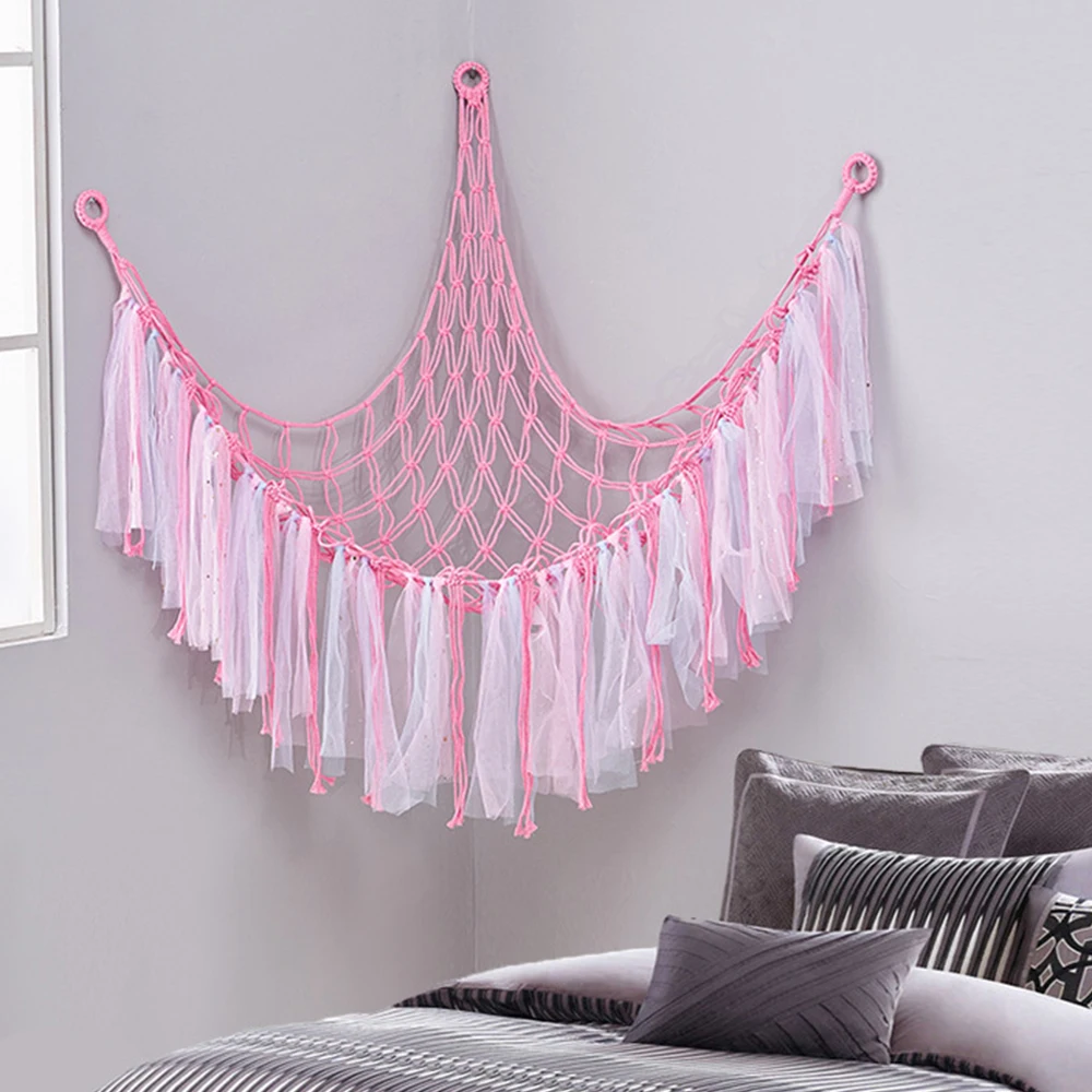 Wholesale Handmade Macrame Hammock Net Plush Toys Storage Kids Wall Hanging Stuffed Animals Storage Hammock