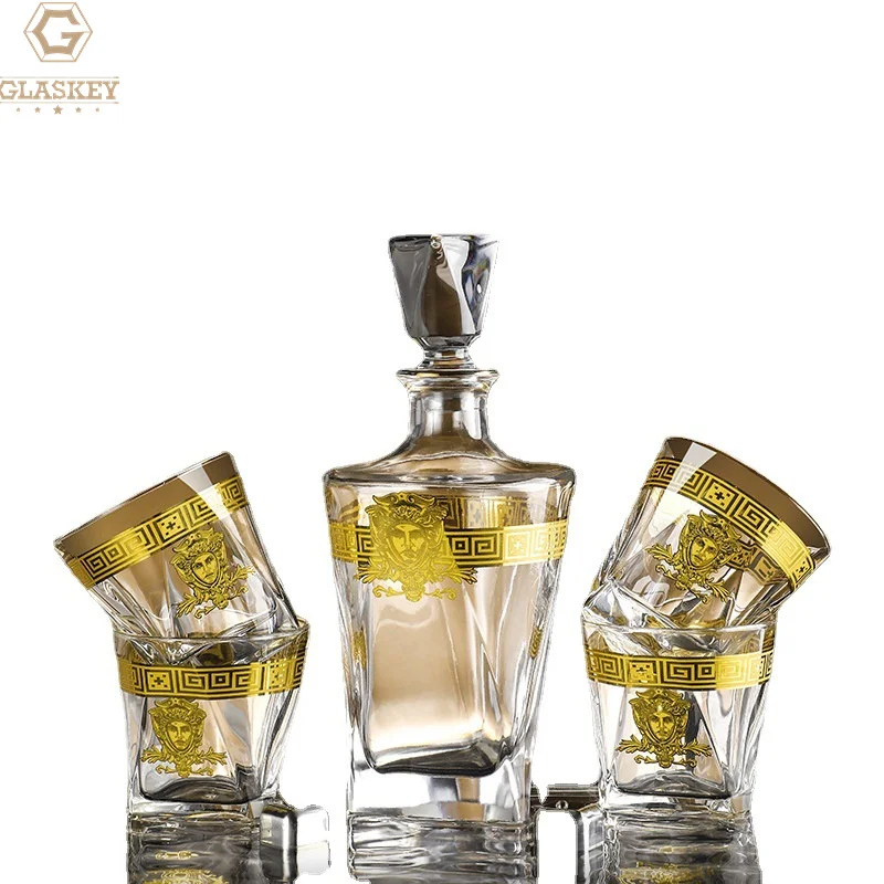 New European and American Style Whiskey Bottle Set Wine Glass Whiskey Glass Set Gift Carton Box CLASSIC Drinking Bottle Party