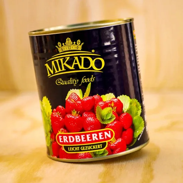 Высшее качество, бренд Mikado, китайская консервированная клубника в легком сиропе 425 мл