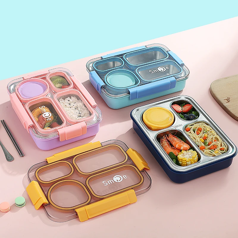 2024 new Food Grade Quality 900+150ml tiffin Stainless Steel Insulated Bento Lunch Box With 4 Compartments with bowl