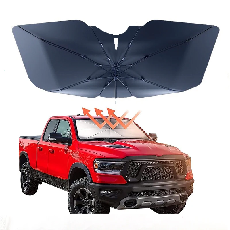 Car Front Window Blocks Uv Rays Heat Keep Vehicle Cool Windshield Sun Shade Foldable Umbrella Reflective Sunshade For Truck suv