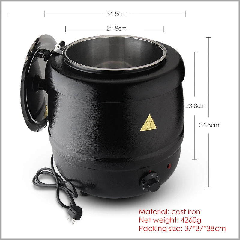 China factory wholesale buffet stainless steel 10L soup pot black electric soup kettle