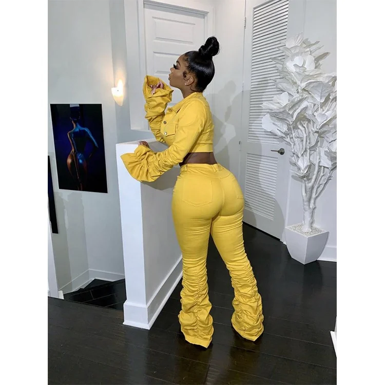 2020 Custom Wholesale New Fashion 2 Piece Womens Set Outfits Stacked Pants Two Piece Set Clothing