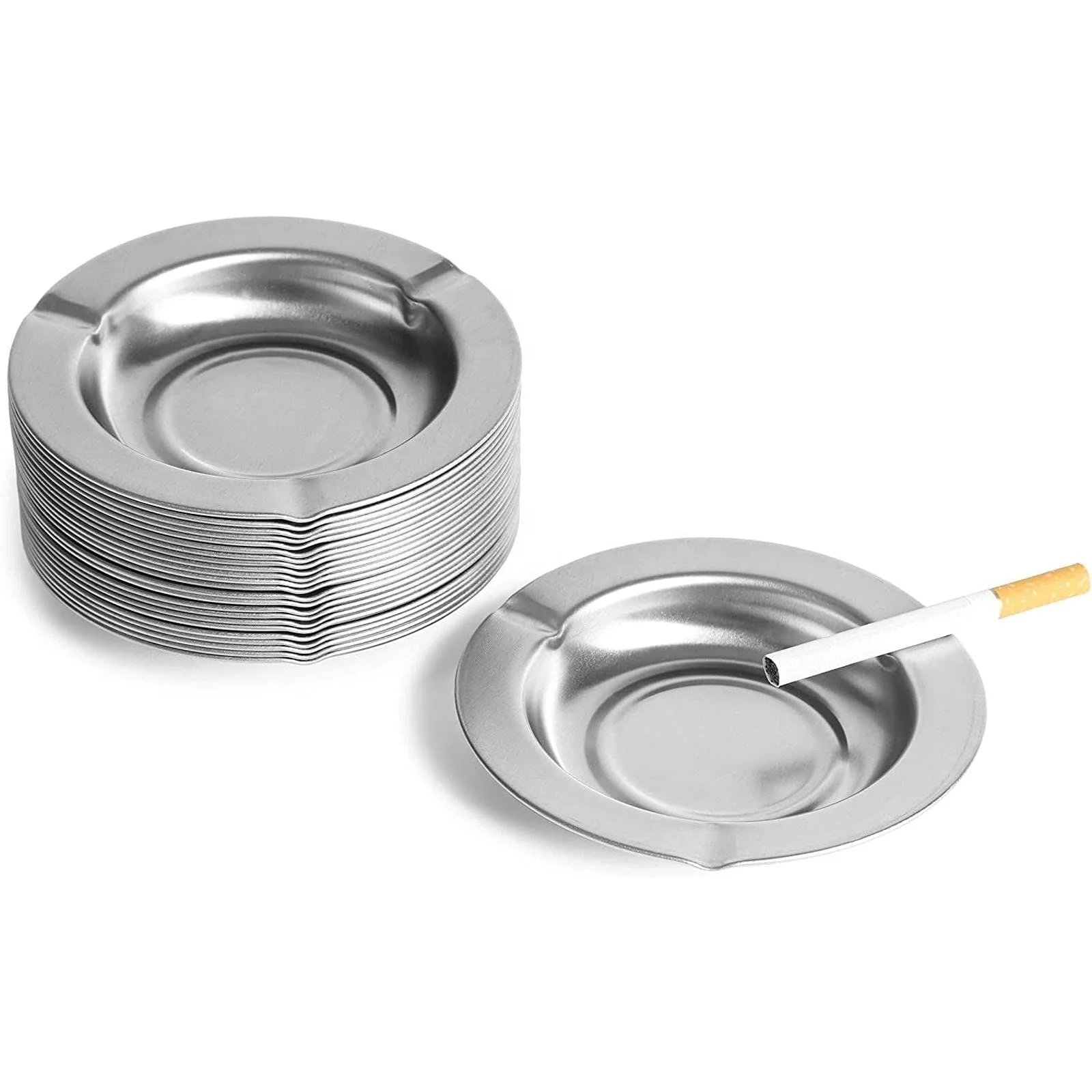 Blank Ashtray with Custom Logo Round Stainless Steel Cigarette Ashtrays Metal Tray for Ash With Your Design