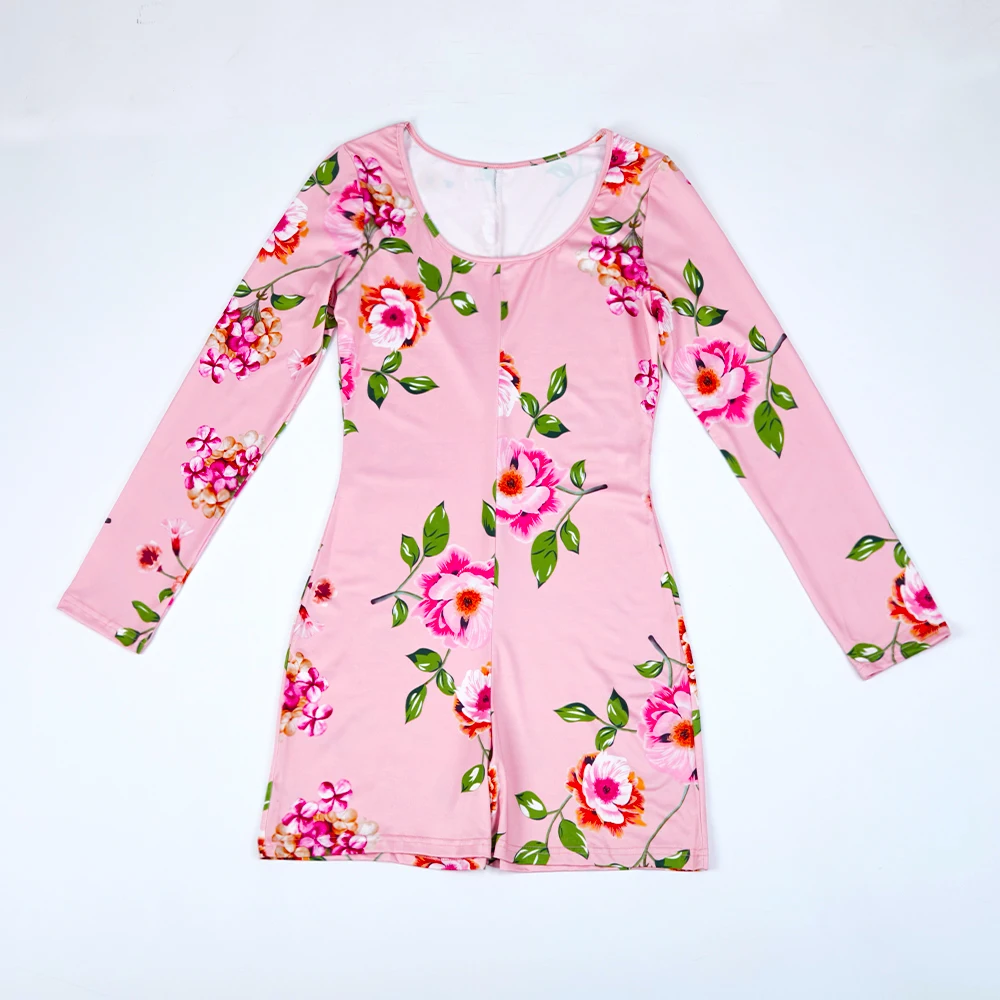 Baby Girls Rompers Floral Print Women Onesies Long Sleeve Pajamas Mommy and Me Outfits Jumpsuit