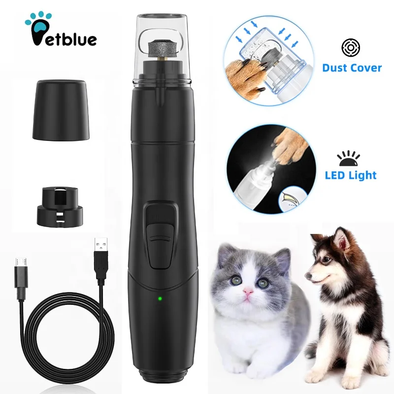 
Free Sample USB Rechargeable Electric Painless LED Cat Nails Grind Dog Pet Nail Grinder 