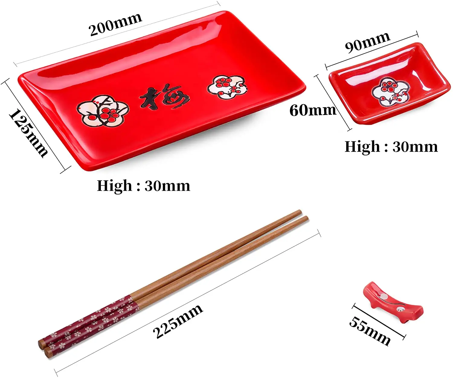 Porcelain Sushi Sets Sushi Making Set 2 Sushi Plates 2 Dip Bowls 2 Sticks Stands DIY Dishwasher Safe