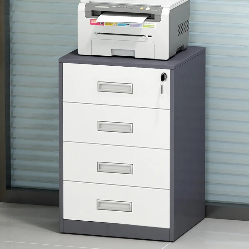 Nightstand small Iron 4 drawers cabinet under desk Metal steel small cabinet movable file  data storage cabinet