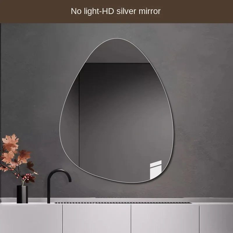Special-shaped water drop smart touch screen hotel toilet  mirror cosmetic with LED light bathroom wall hanging bathroom mirror