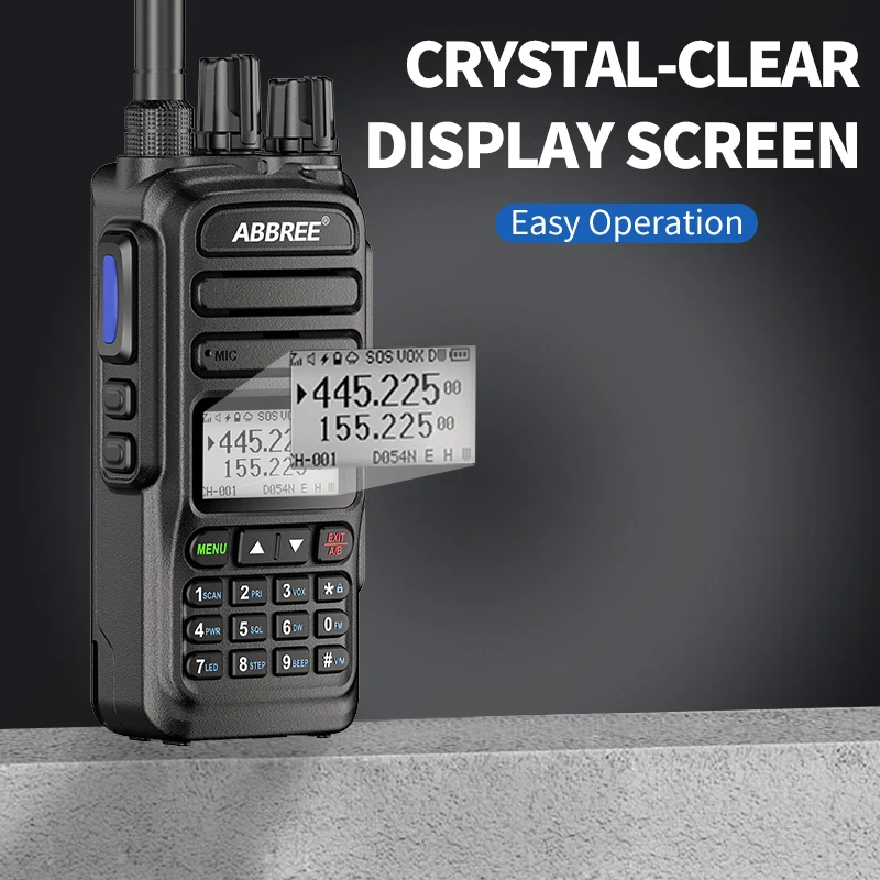 ABBREE  AR-830 NOAA Walkie Talkie 136-520MHz Air Band Wireless Copy Frequency High Power Support Type-C Charger Two-Way Radio