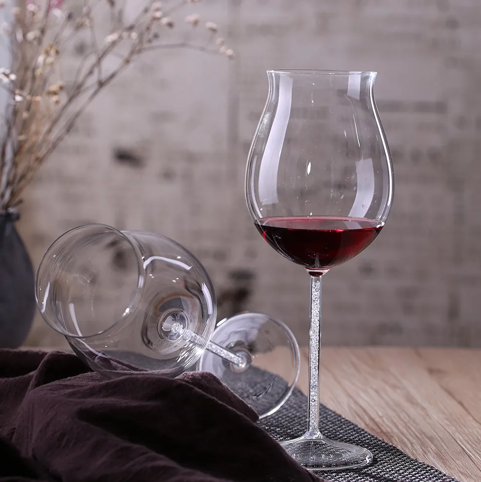 Lead free champagne flute crystal 670ml wedding glass set with gold color crystal stem drinking wine glass cup love gifts goblet