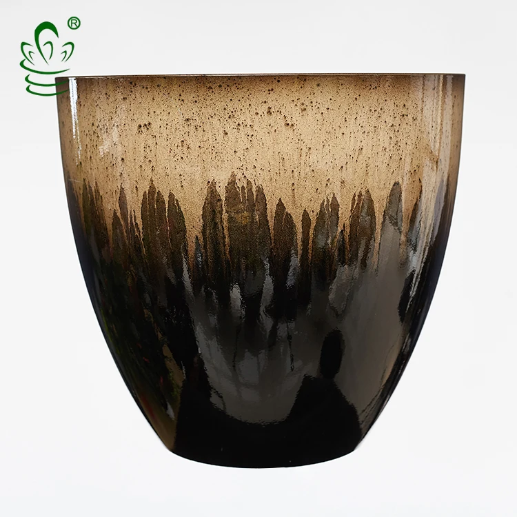 Пластиковые декоративные современные большие стеклянные цветочные горшки овальной формы для улицы и