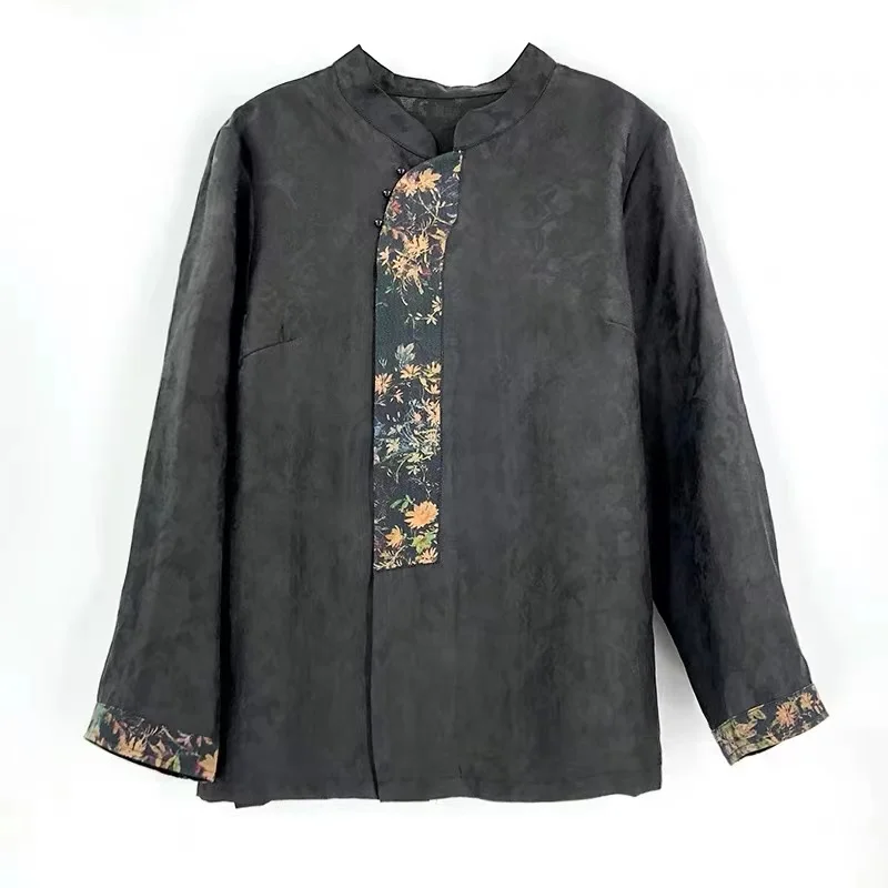 
Chinese Traditional Summer Black Shirt 2021 new fashion Chinese style shirt 