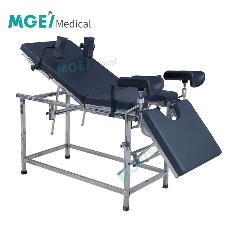 MGE-DO13 cheap exam hospital furniture for clinic medical examination portable delivery bed chairs tables manual simple metal
