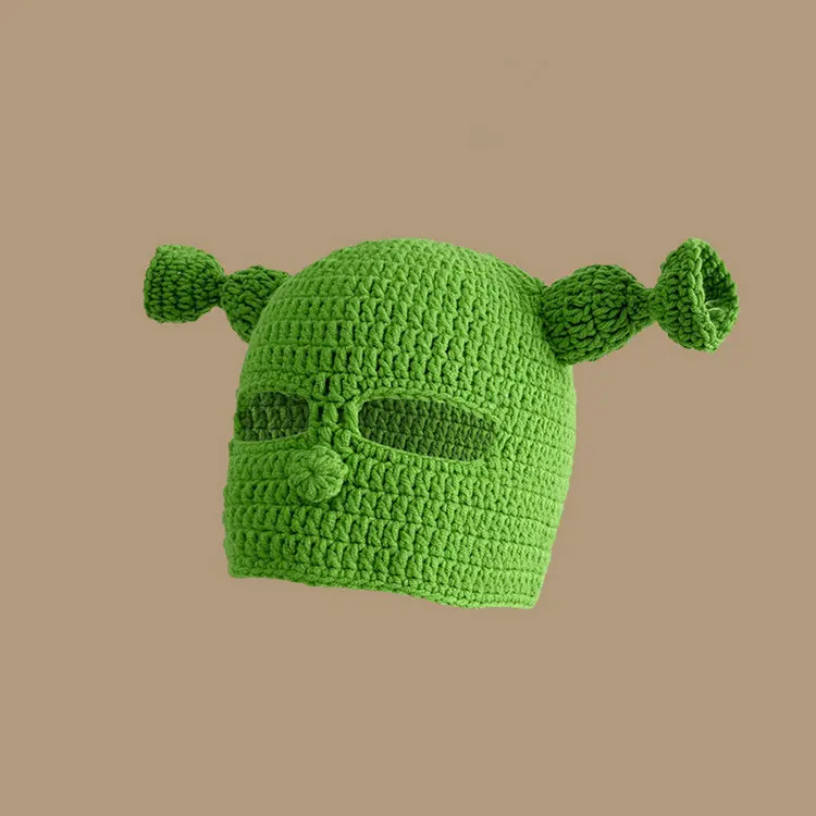 Qushine 2022 New Arrival Winter beanie cartoon knitted hat Creative Monster Funny Spoof Wool Cute Ear Hats Caps Men Women