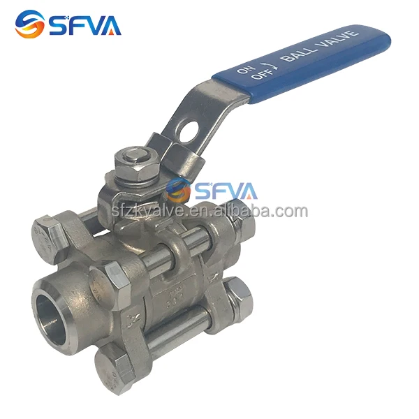 3pc CF8 CF8M ss304 ss316 stainless steel butt weld ball valve