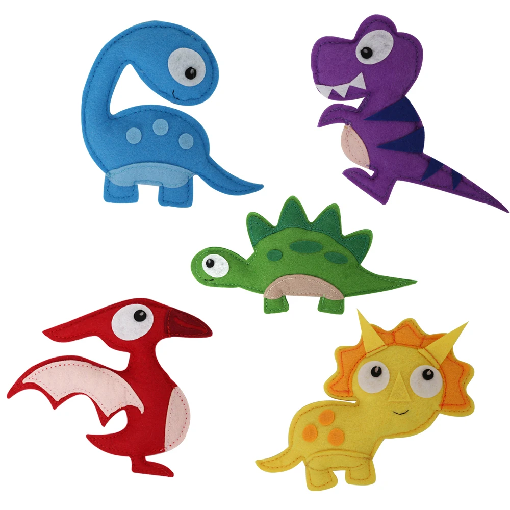Handmade Felt Stuffed Animal Dinosaur Plush Toys Set Toddler Dino Toys High Quality Eco Friendly