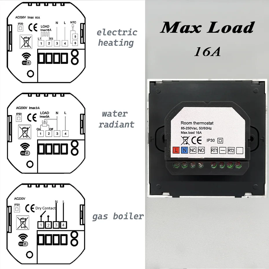 Telin AC607 Knob Control Tuya Digital Wireless Wifi Thermostat Hvac System Central Heating System For House Smart Thermostat