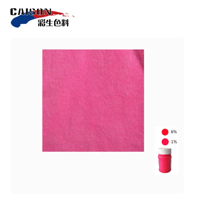
Fluorescent cerise liquid pigments for textile cationic dyeing 
