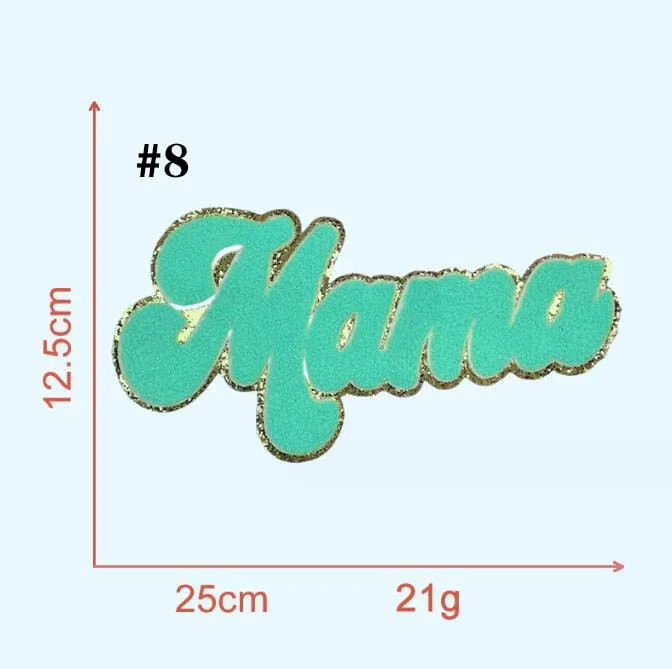Glitter Chenille Mama Patches Heat Press Patches