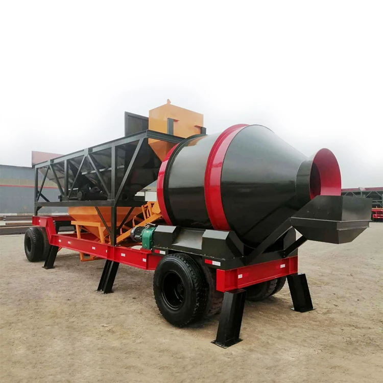 Small Capacity Mini Mobile Concrete Batching Mix Plant 25m3 30m3 50m3 60m3 with drum mixer