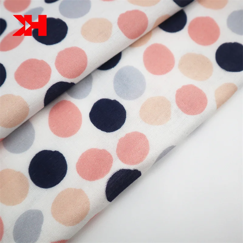 Kahn shaoxing supplier 3d digital custom printed dots organic cotton gauze kids fabric bamboo cotton