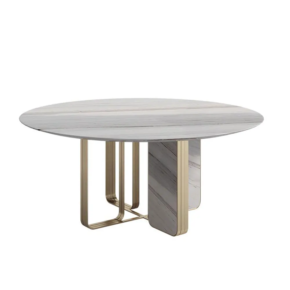 Ceramic tile dinning room furniture mable top dining table modern luxury circle round marble dinner table