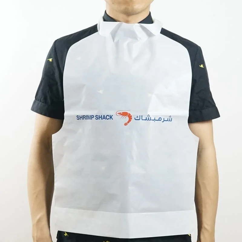 Disposable Adult Bibs with Crumb Catcher 100 Pack Plastic
