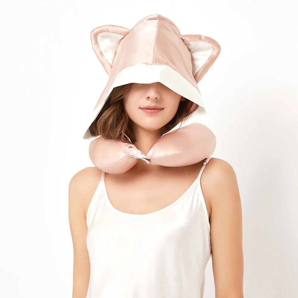 Custom logo Lightweight U shaped air silk neck pillow camping travel neck support pillow