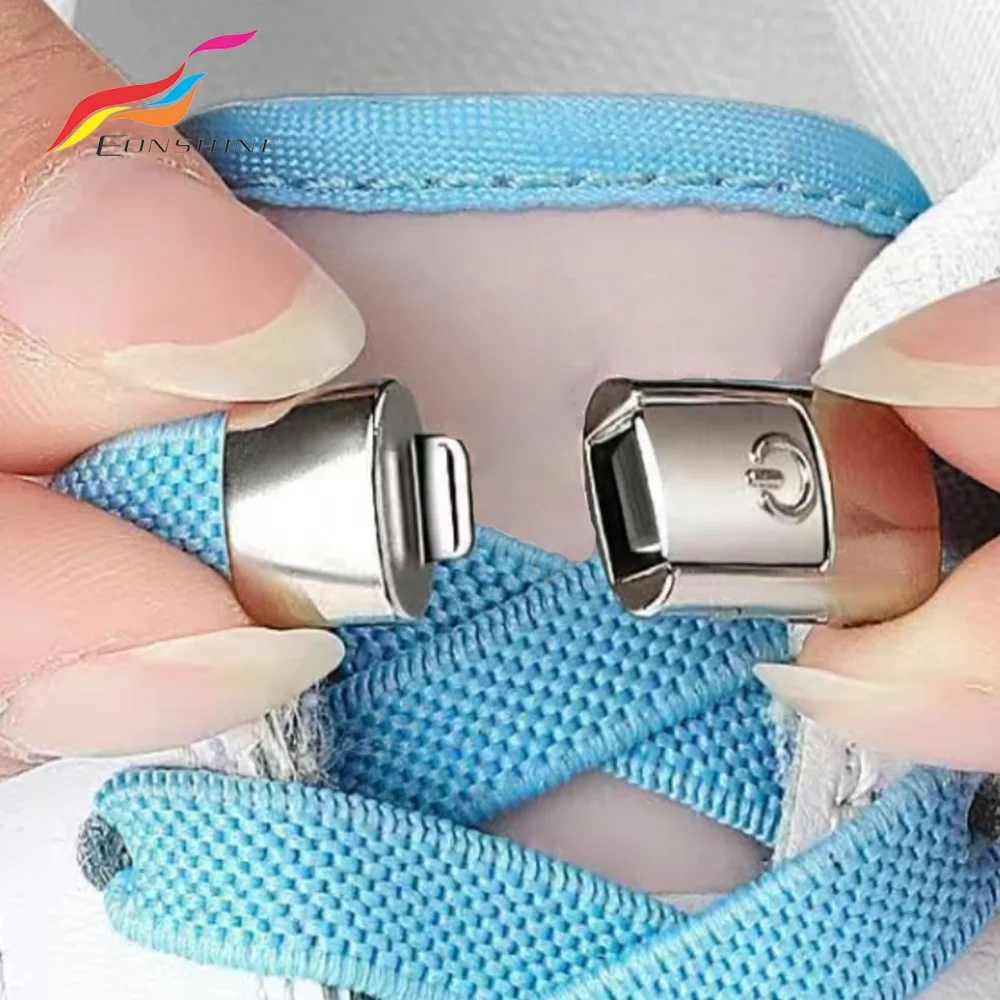 The Newest One Touch Switch No Tie Flat Lazy Tying Free Elastic 8mm Press Lock Shoelaces
