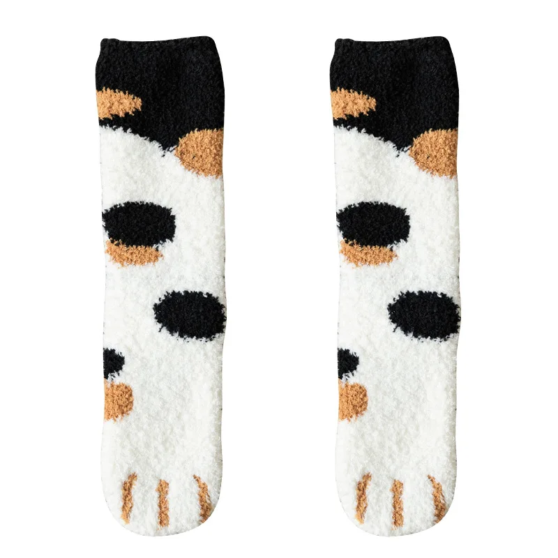 Warm Cat Socks Fluffy Soft Cat Paw Socks Winter Plush Slipper Socks