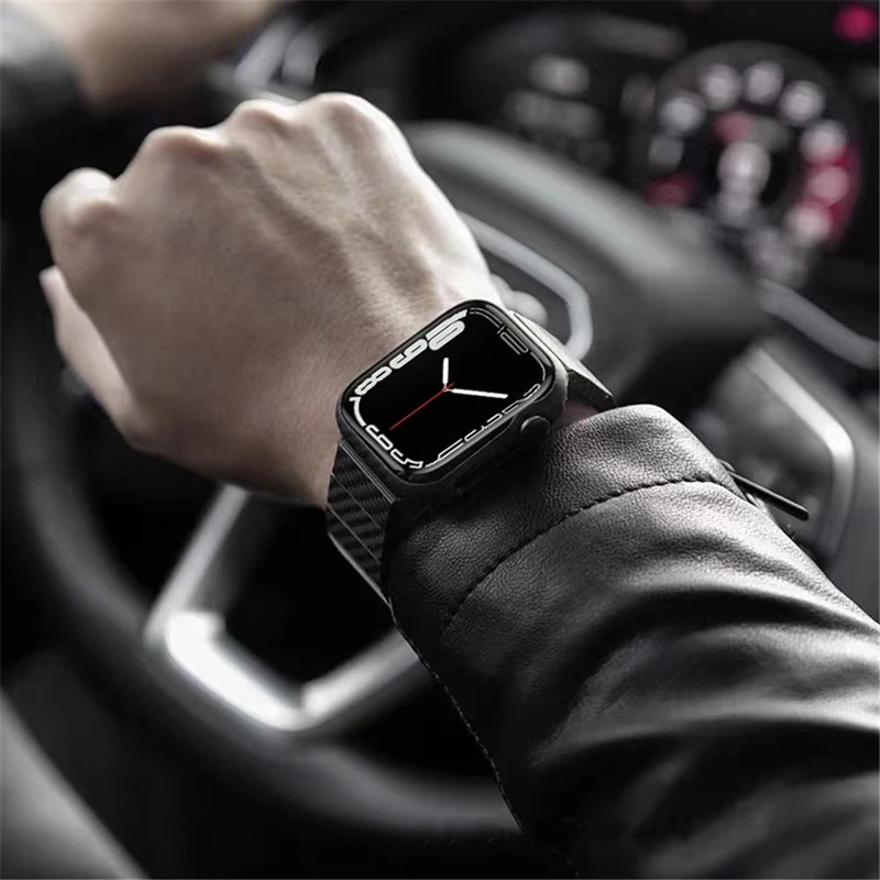Factory wholesale Light weight Link bracelet Carbon Fiber Watch Band Strap For Watch Ultra 49 45 mm Iwatch Series 8 7 se