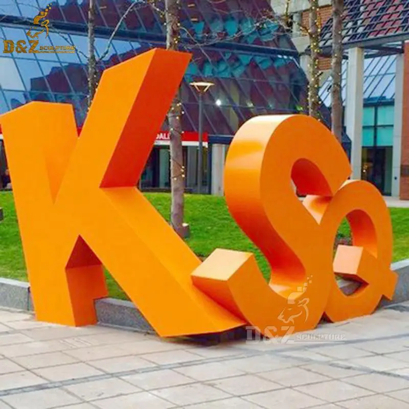 Simple modern stainless steel orange color letters custom make sculpture decor