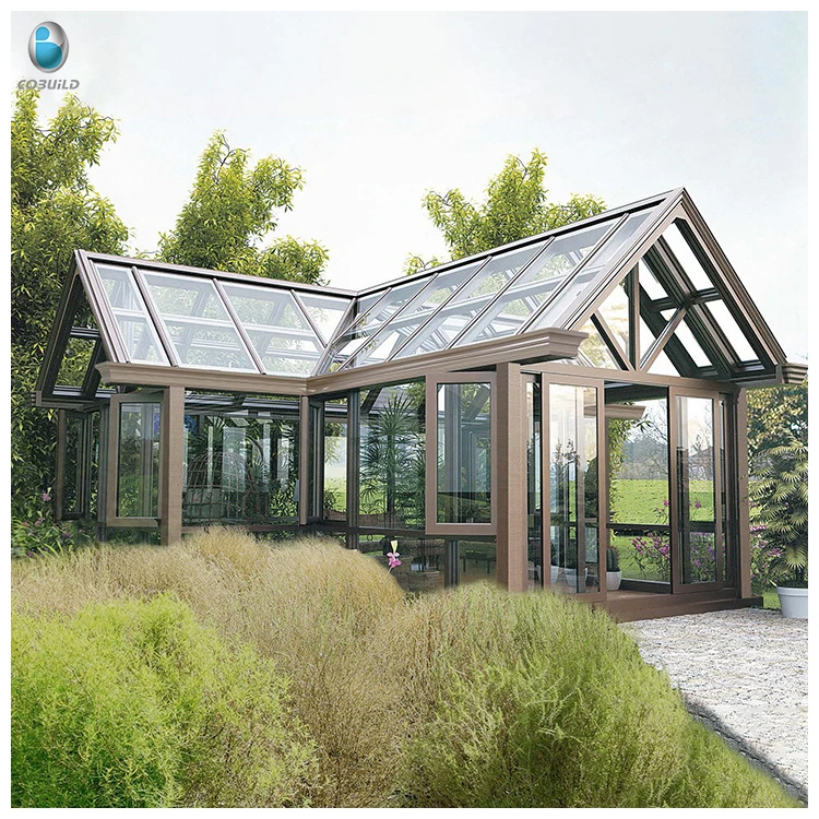Glassroom Solarium Modern Design Free Standing Sunroom Tempered Glass Aluminum Garden 4 Season Sunroom
