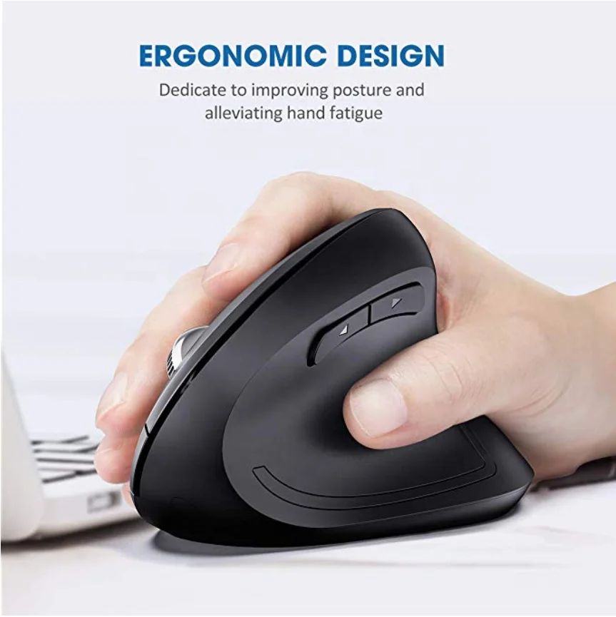 2019 New Arrival Ergonomic Vertical Wireless Mouse 2.4G USB Portable Optical Mouse-Reduce Wrist Pain, 6 Buttons 4 Adjustable DPI