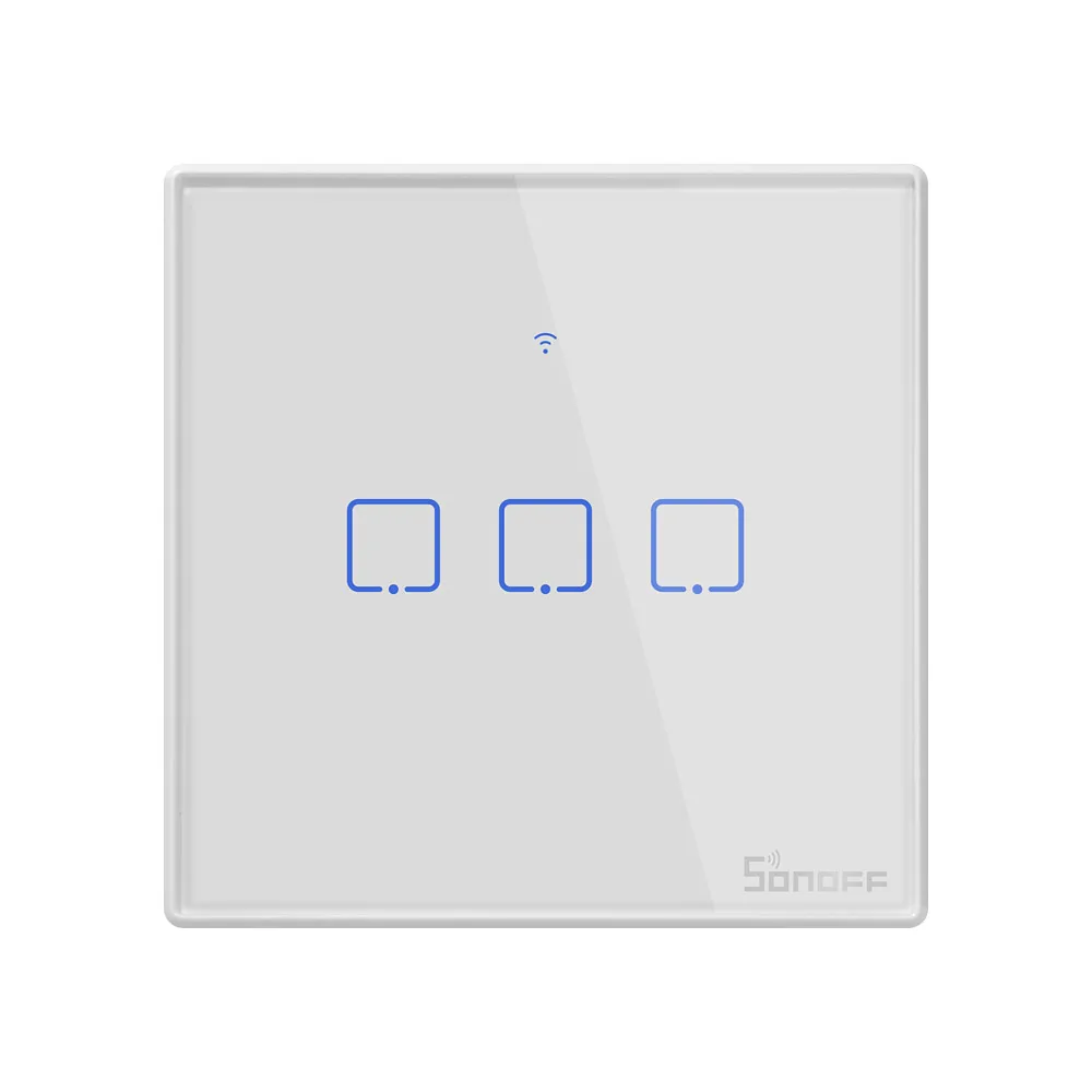 SONOFF T2UK 3C TX 3 Gang WiFi Glass Panel Touch Remote Wall APP/Voice/RF Control Light Timing Switch Works With Alexa