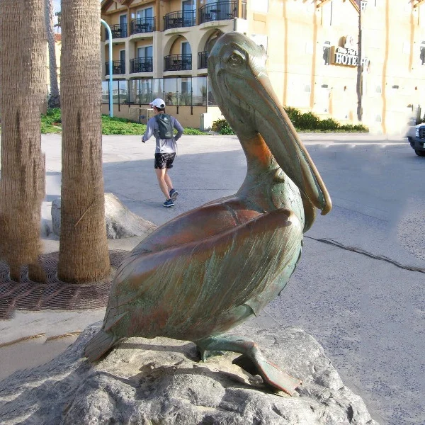 Garden Decorative Animal Big Bird Metal Bronze Brass Pelican Statue Sculpture