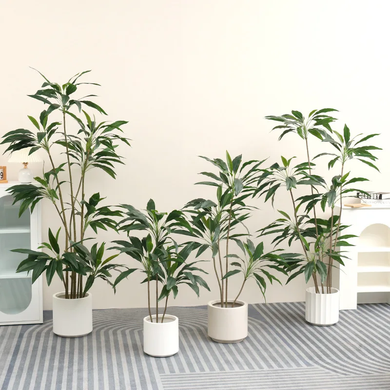 Shanghai High Simulation Decorative Mini Artificial Greenery Big Plastic Fake Areca Palm Leaves Plants Large Faux Palm Tree