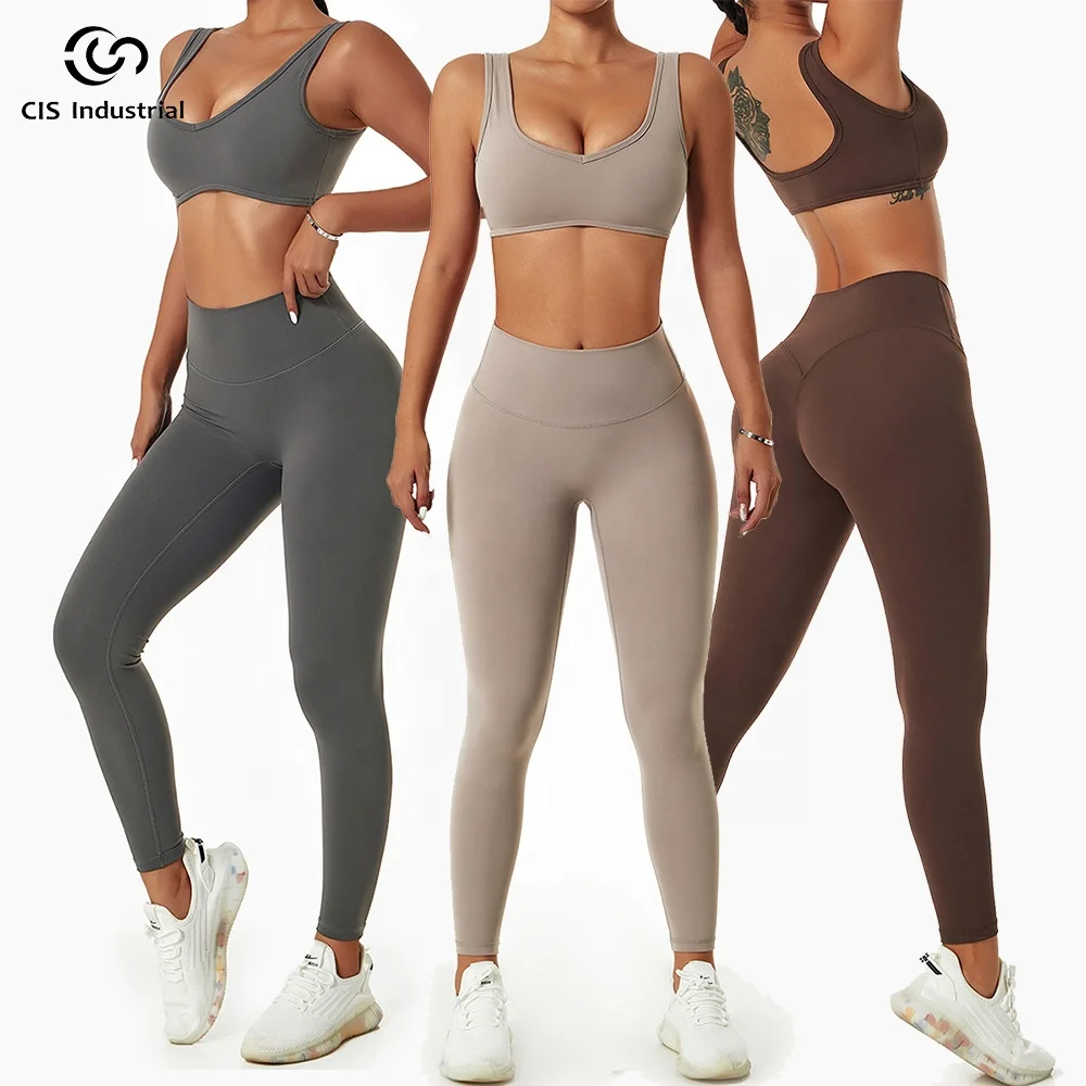 Sport wear set for woman custom logo seamless bra and butt lift leggings two piece yoga suit wear workout sets gym fitness sets