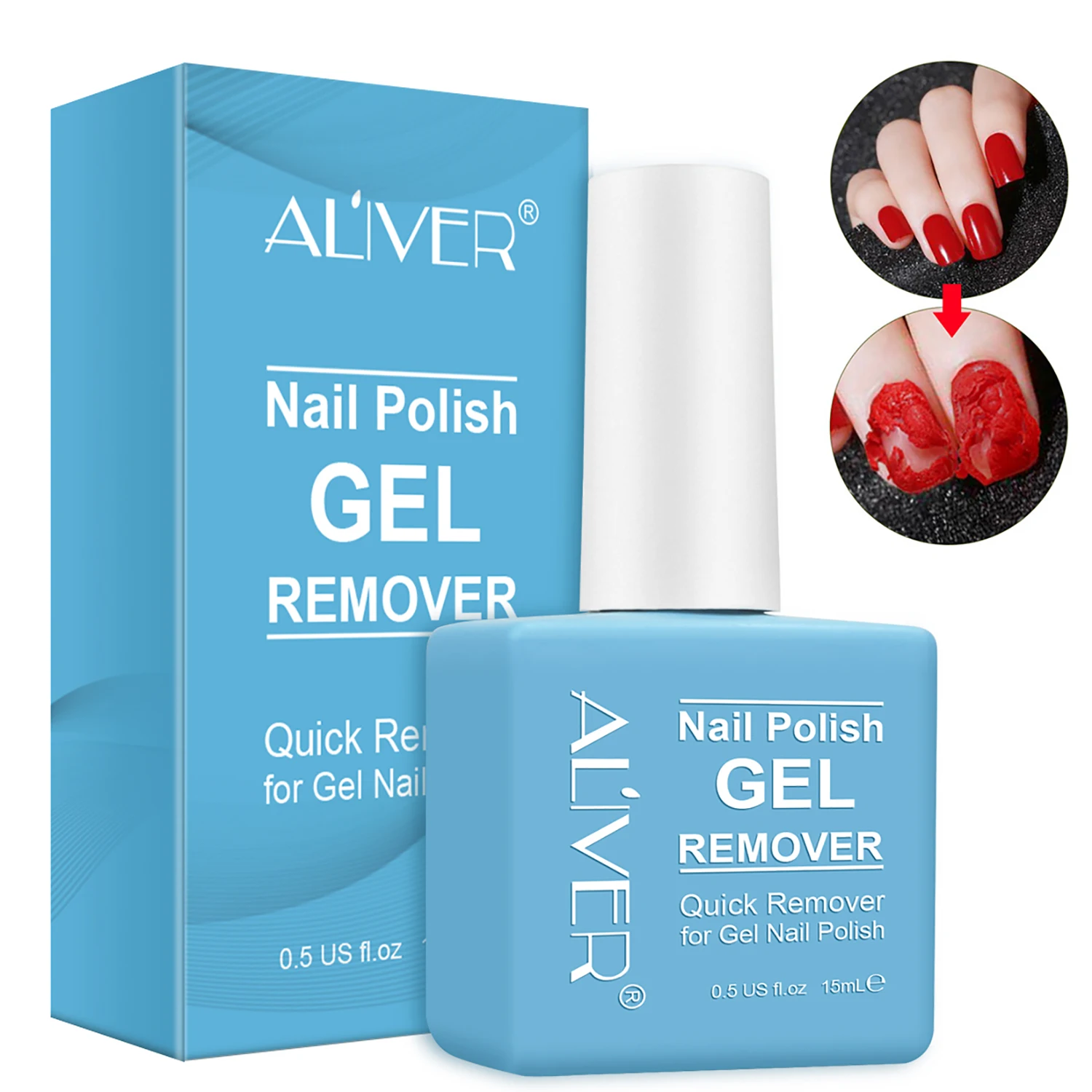 Aliver Blue Nail Polish Remover That Quickly and Easily Removes Nail Gel in 3-5 Minutes