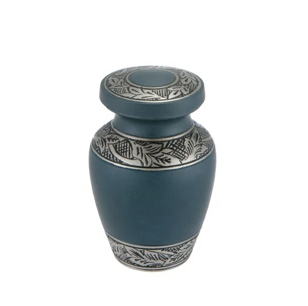 Matt Blue Engraved Aluminium Low Price Cheap Cremation Token Urn