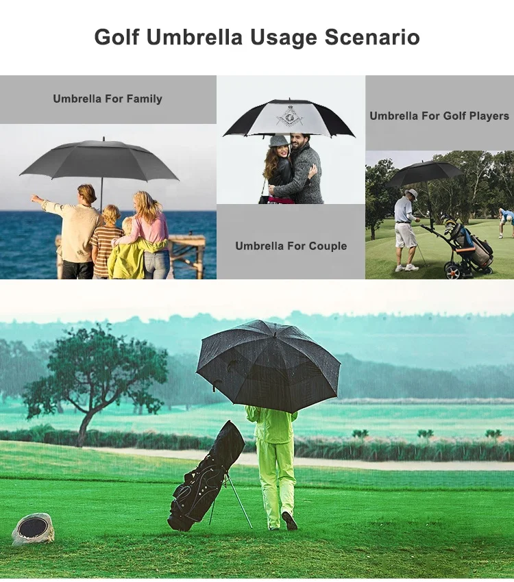 LS Double Canopy Automatic Golf Umbrella Extra Large Oversize travel automatic Windproof Waterproof for Men and Women